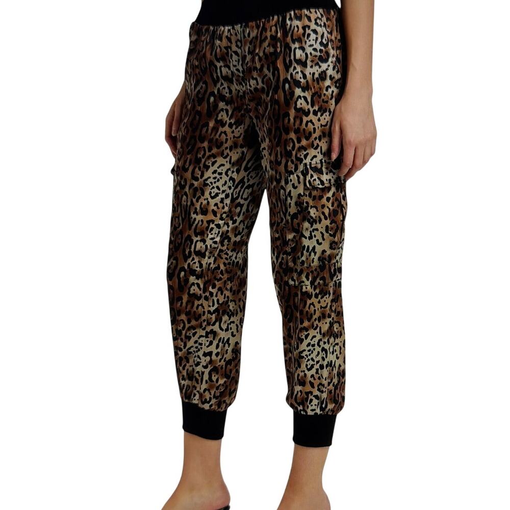 Cinq a Sept Giles Leopard Cargo Pants Joggers Size Large New With Tags NWT